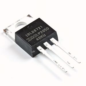 MOSFET IRLB8721. From left: Gate, Drain, Source.